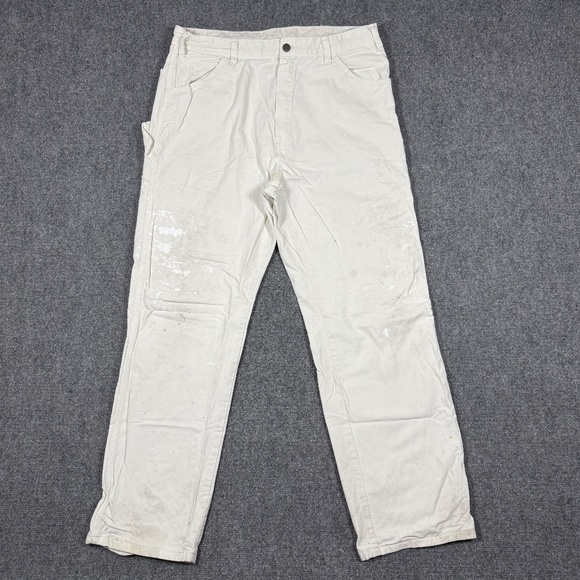Genuine Dickies Sherwin Williams Painters Carpenter Pants Size 36x32 White 0508 - Picture 1 of 12